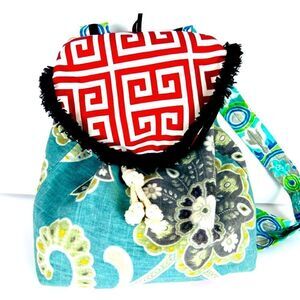 NWOT BACKPACK Boho Floral Blue Green White Gray